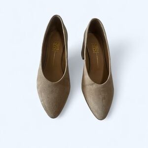 Tan Suede Heels with Almond Toe